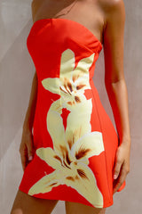 Island Indulgence Strapless Mini Dress Red
