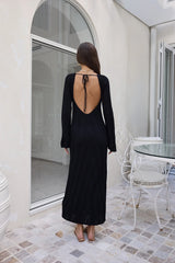 Love On Holidays Long Sleeve Maxi Dress Black