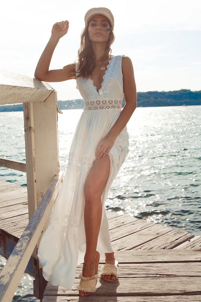 Playing Games Maxi Dress White