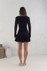 Drift And Dream Long Sleeve Mini Dress Black