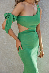 Luscious Fields One Shoulder Maxi Dress Green