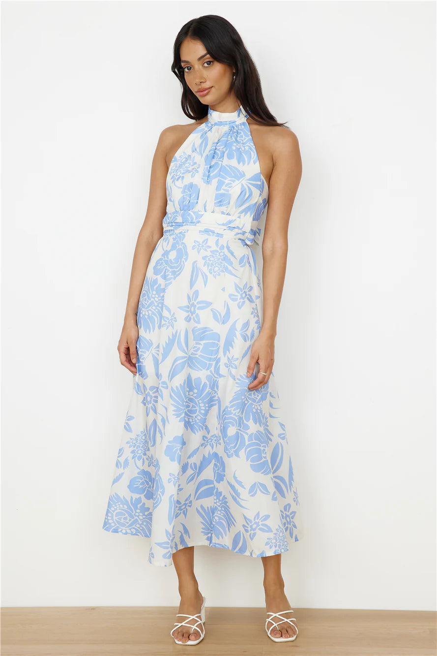 Showing Emotions Halter Maxi Dress Blue
