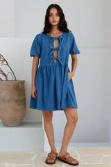 In Lieu Mini Dress Blue