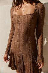 Slow Love Long Sleeve Mini Dress Mocha