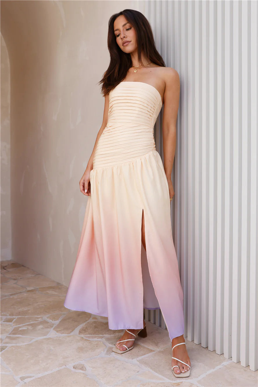 Ready For It Strapless Maxi Dress Yellow