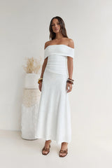 Secret Shorelines Off Shoulder Maxi Dress White