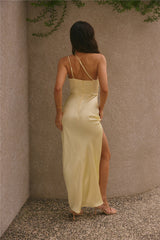 Olive Branch One Shoulder Maxi Dress Yellow