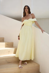 Hidden Treasures Off Shoulder Maxi Dress Yellow