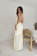 Ocean Winds Halter Maxi Dress Yellow
