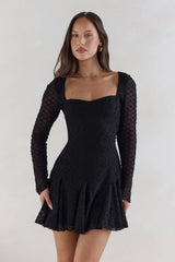 Drift And Dream Long Sleeve Mini Dress Black