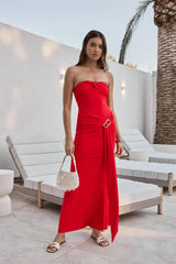 Cool Love Strapless Maxi Dress Red