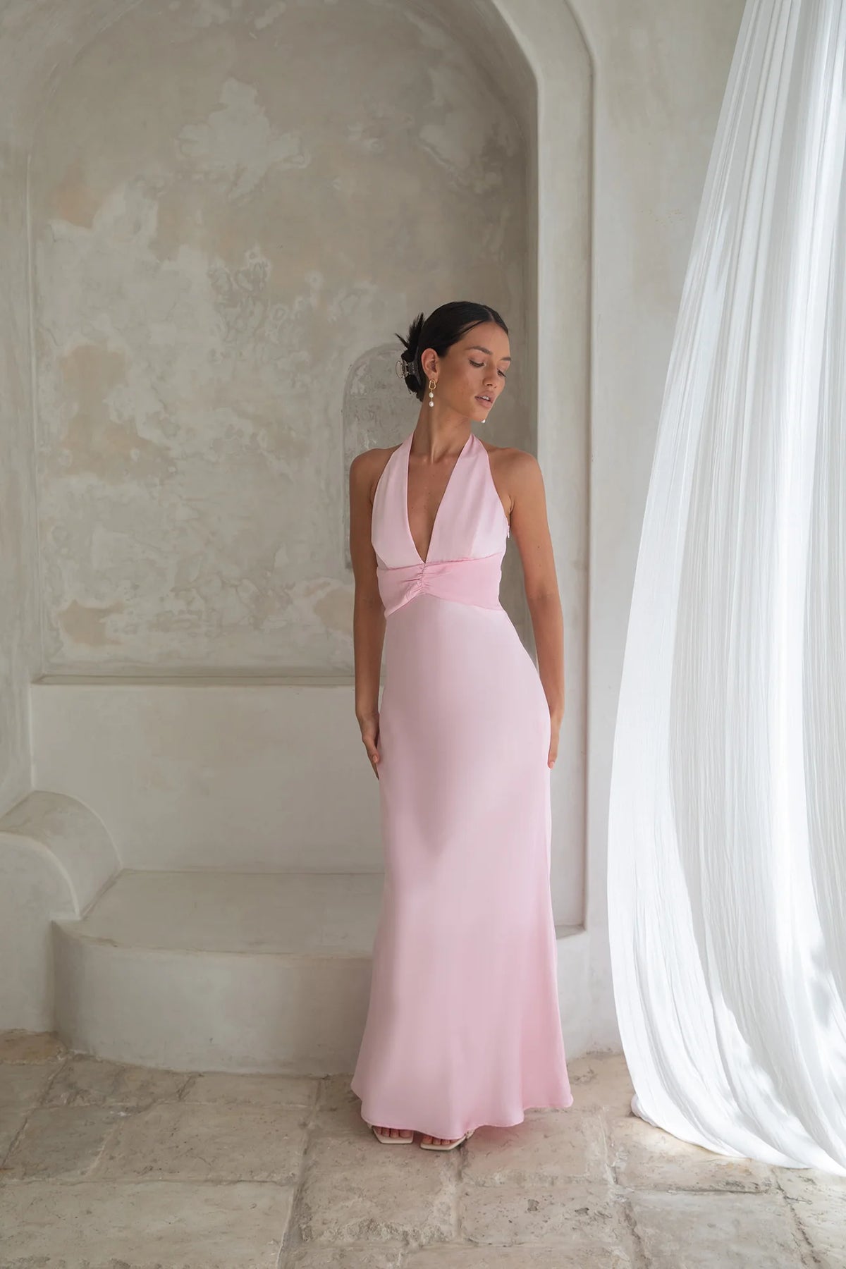 Destinations Halter Maxi Dress Pink