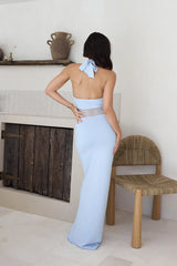 Sleek Icon Halter Maxi Dress Blue