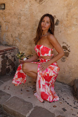 Blissful Strapless Maxi Dress Red