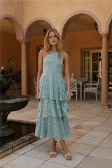 Ocean Nights One-Shoulder Maxi Dress Sage