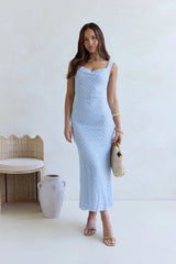 Moon And Stars Crochet Sequin Maxi Dress Blue