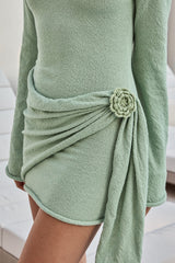 City Of Luxe Long Sleeve Mini Dress Sage